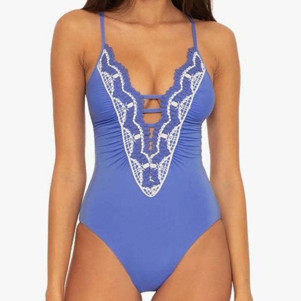 Becca Delilah Plunge One-Piece Swimsuit Size Small